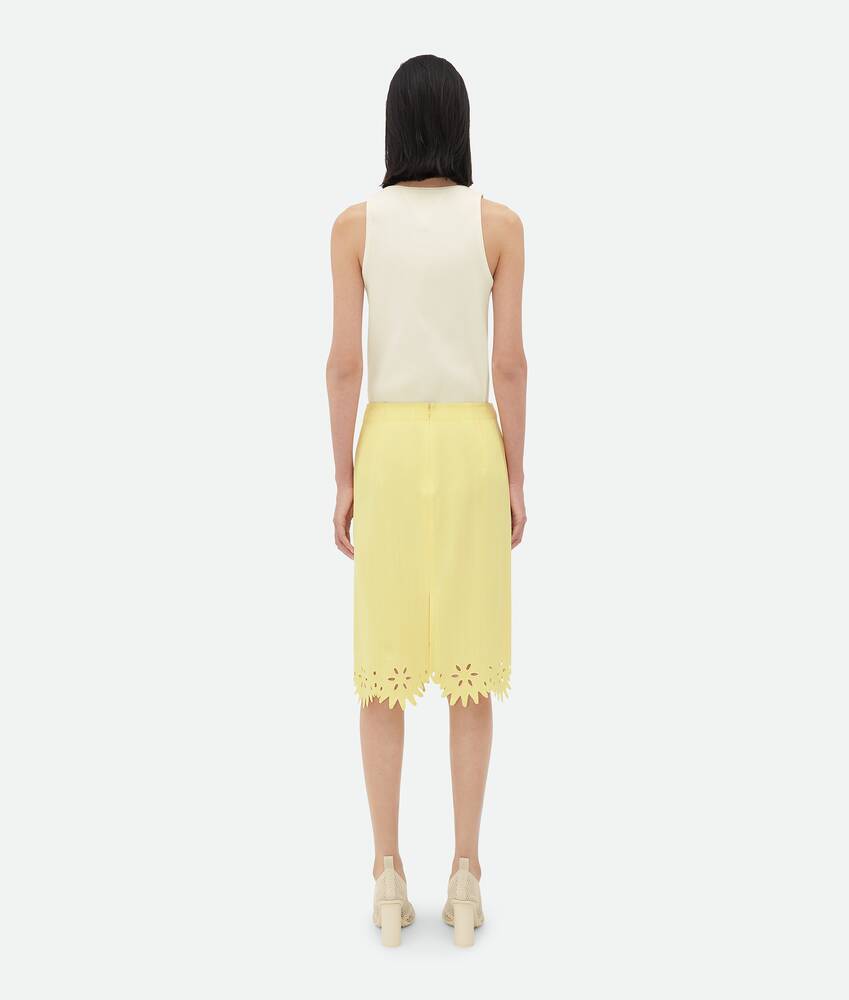 Bottega Veneta Broderie-anglaise Midi Skirt In Yellow