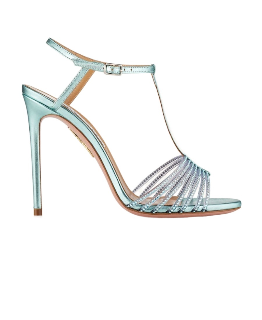 Aquazzura Amore Mio 105 Crystal-embellished Sandals In Blue