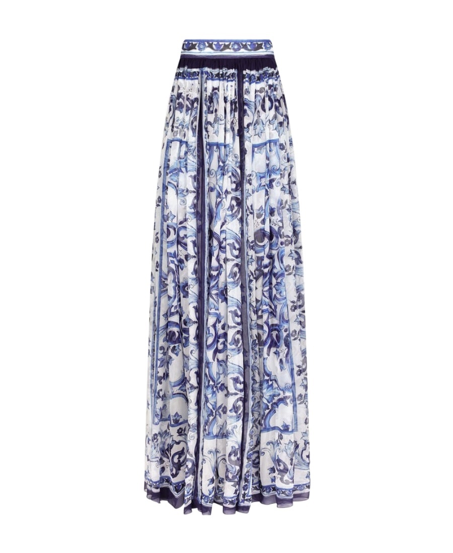 Dolce & Gabbana Majolica-print Silk Floor-length Skirt In Multicolor