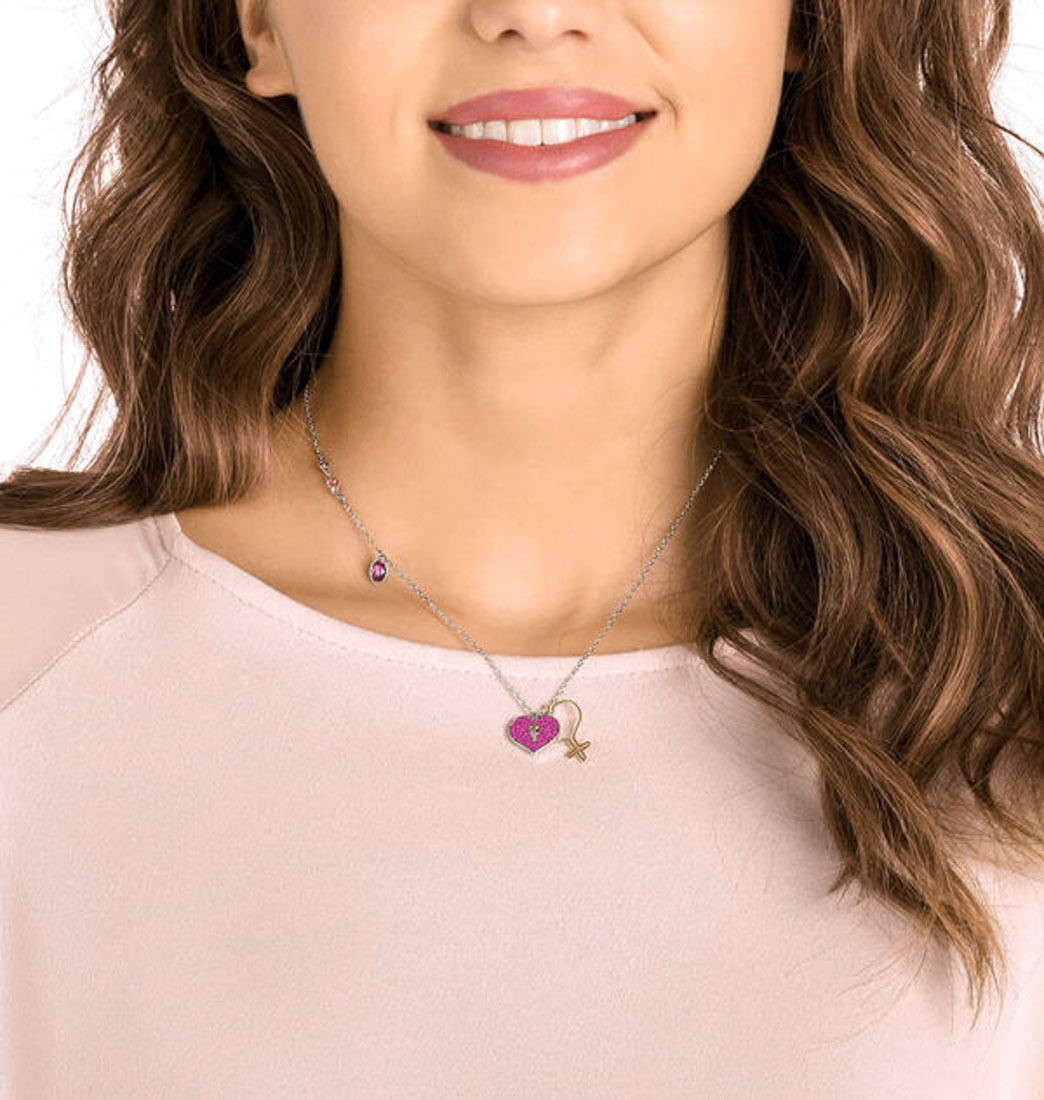 Swarovski Mine Heart Necklace In White