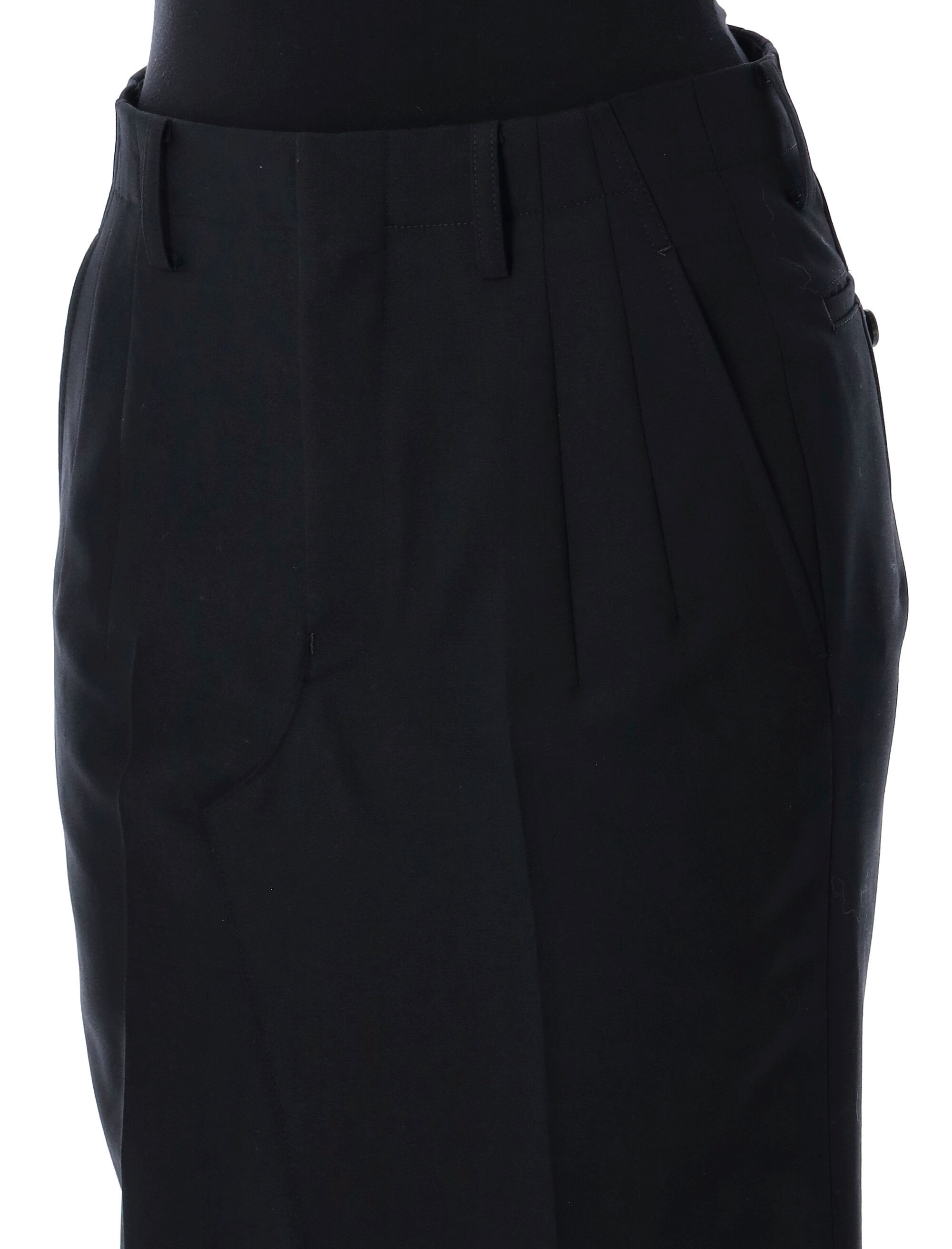 Junya Watanabe Long Skirt With Back Slit And Pleated Detail In Black