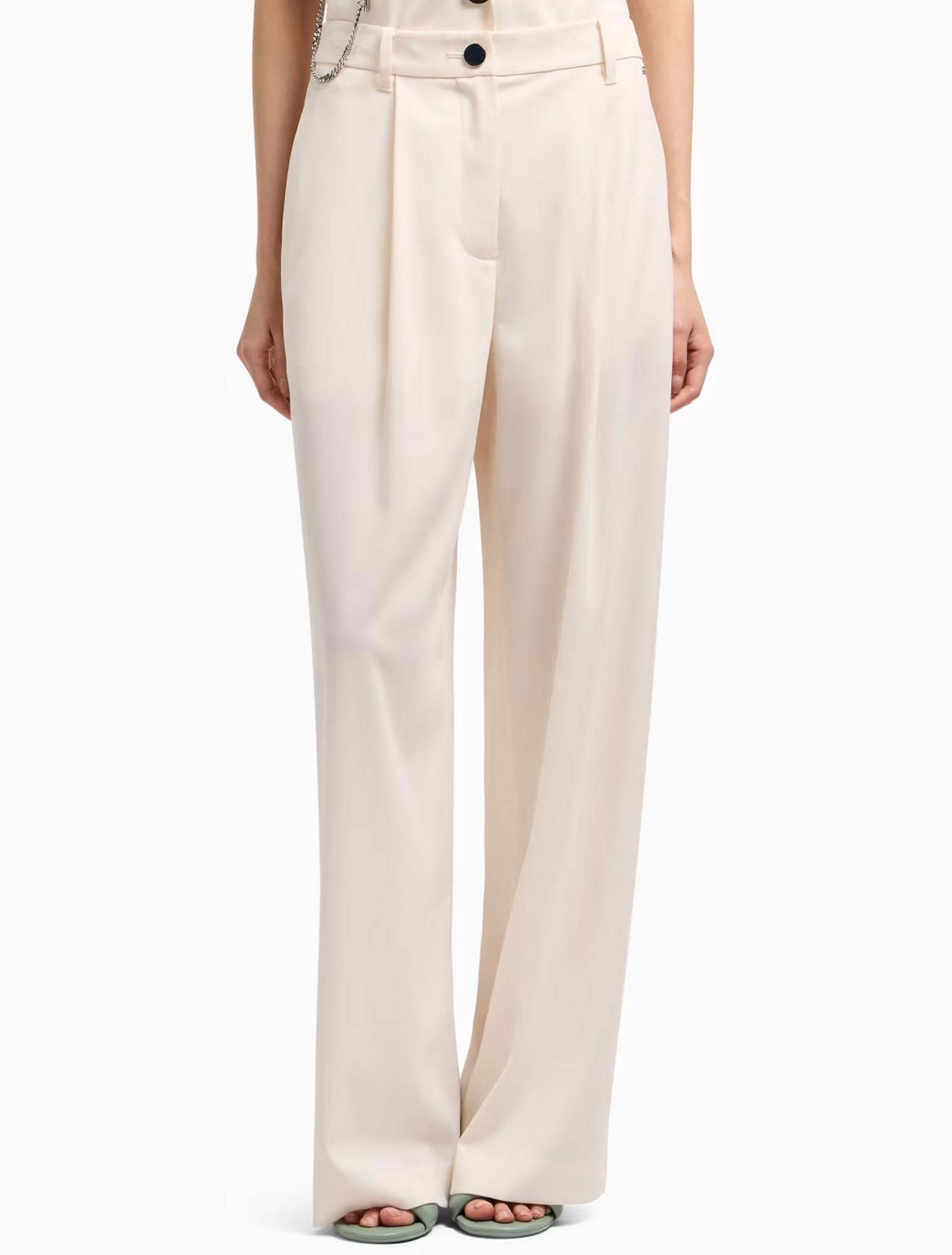 Shop Armani Exchange Wide-leg Trousers In White