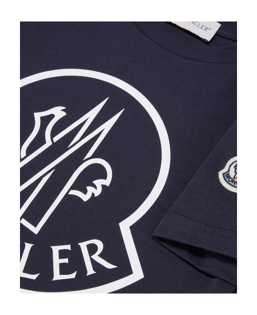 Moncler Logo-print Cotton T-shirt In Blue