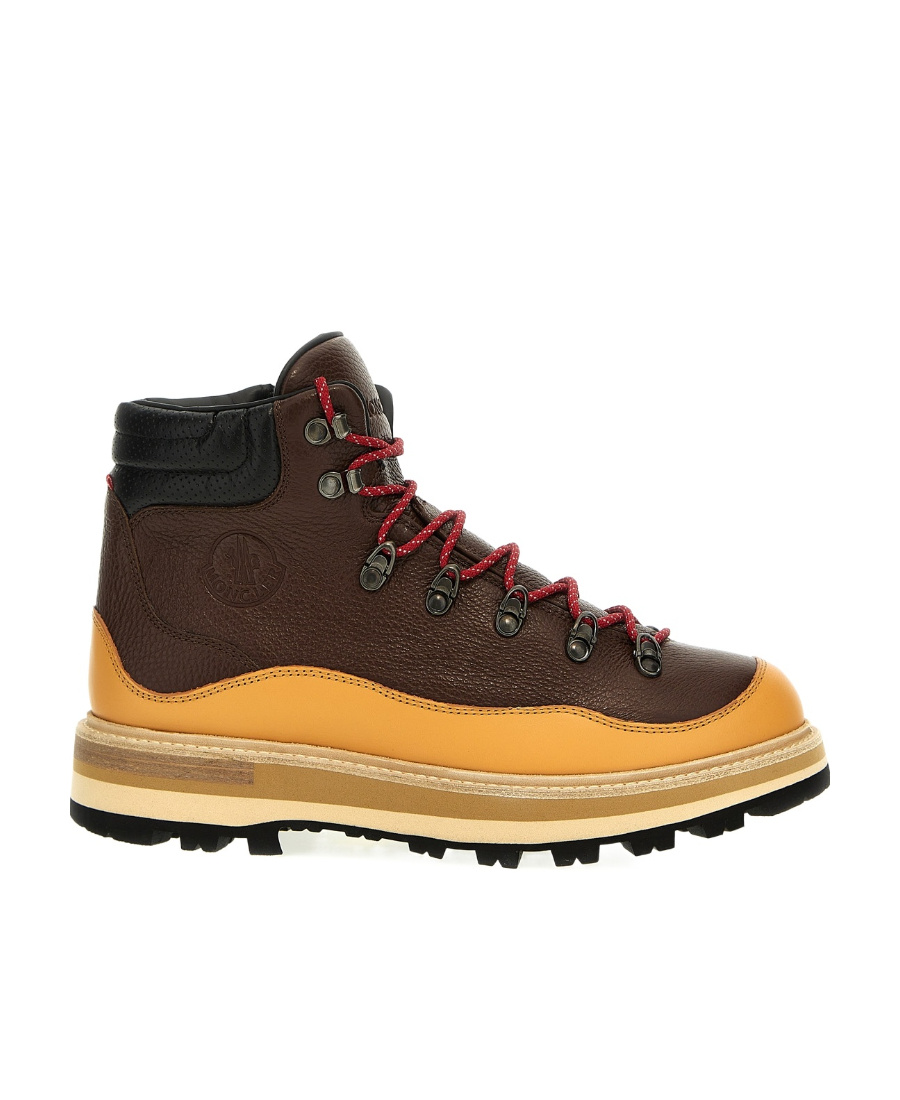 Moncler Peka Trek Leather Hiking Boots In Red