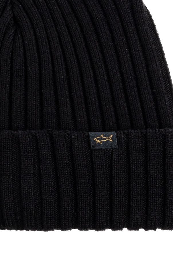 Paul & Shark Ribbed-knit Beanie Hat In Black