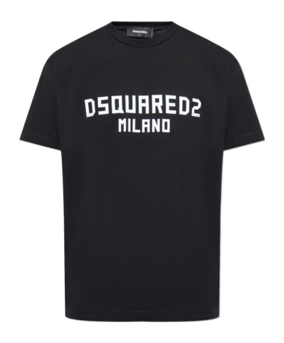 Dsquared2 Black Crewneck T-shirt With Logo Lettering On The Front In Black