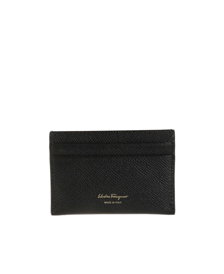 Ferragamo Gancini Leather Cardholder In Black