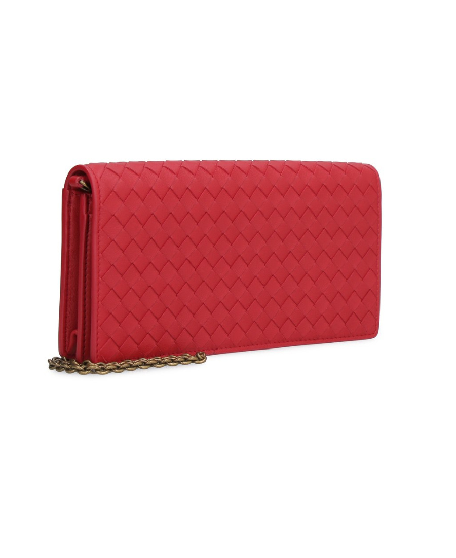 Bottega Veneta Checkered Flip Shoulder Bag In Red