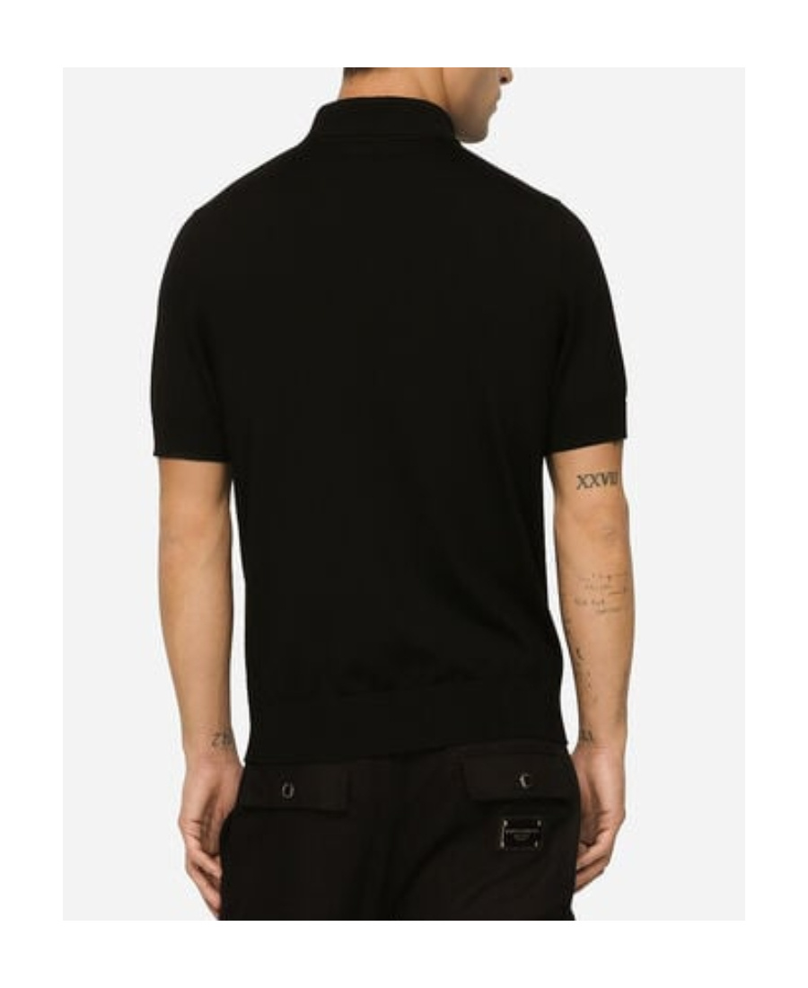 Dolce & Gabbana Dark Gray Logo Plaque Cotton Men Polo Shirt T-shirt In Black