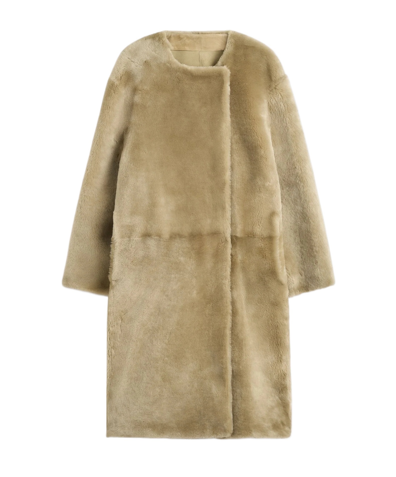 Totême Knee Length Shearling Coat And Pockets In Multi