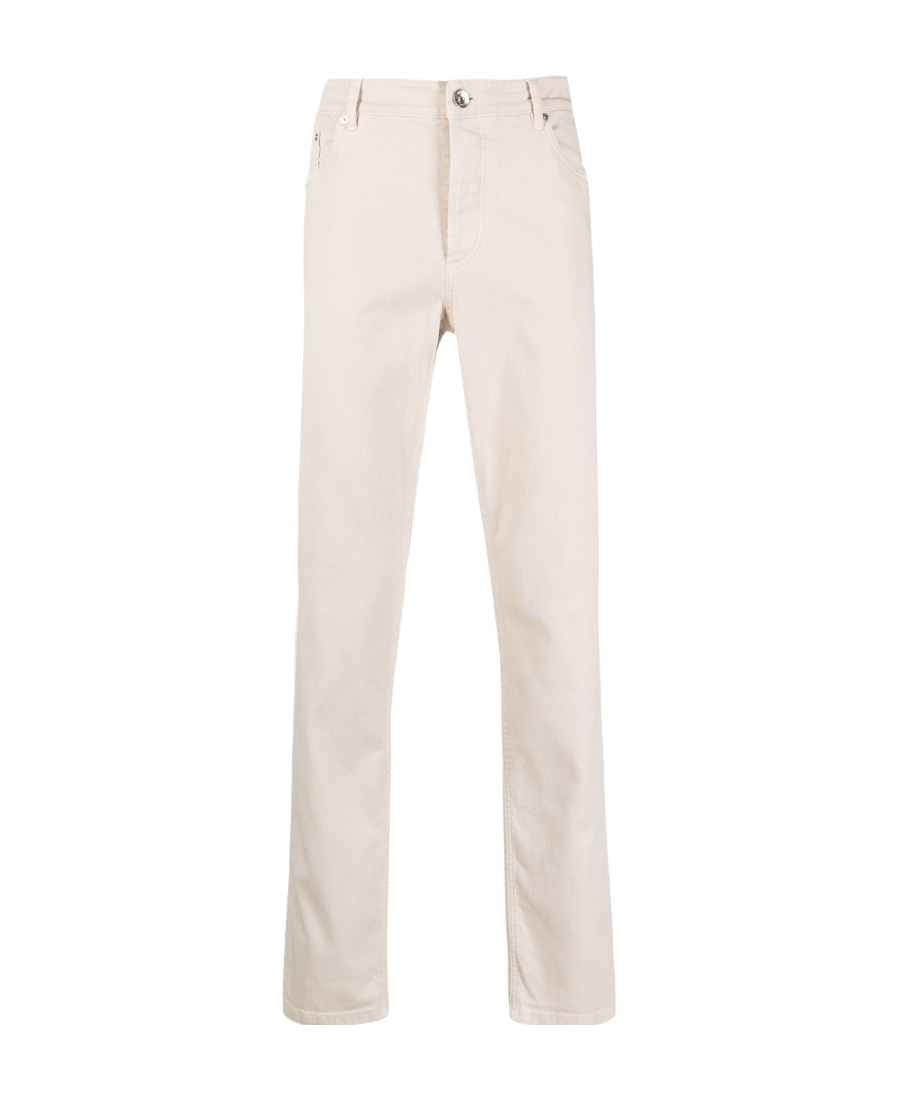 Brunello Cucinelli Straight-leg Stretch-cotton Trousers In Neutral