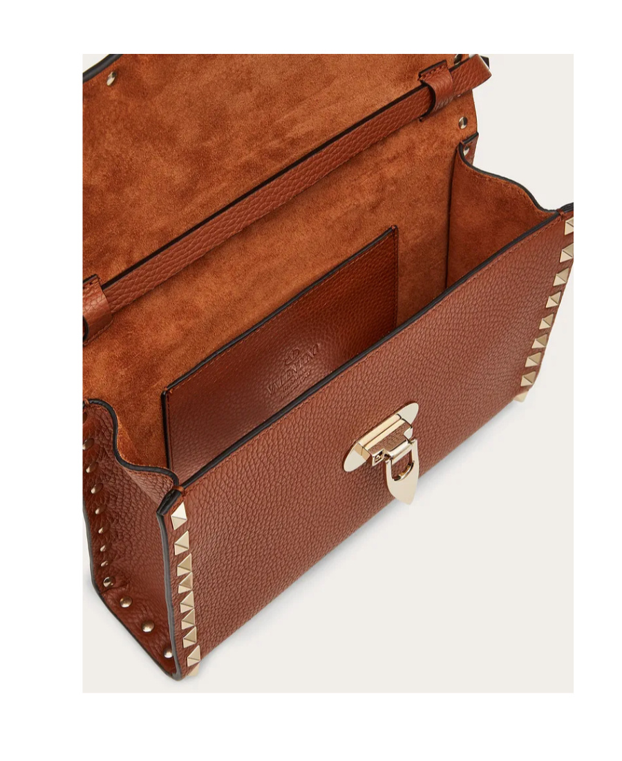 Valentino Small Rockstud Crossbody Bag In Brown