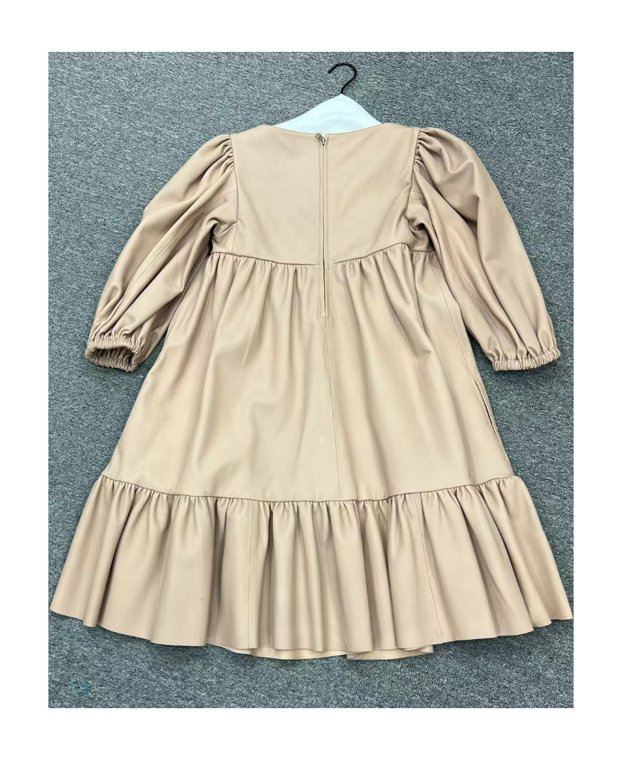 Red Valentino Medium-sleeved Dress With Square Collar Of Logo In Nude