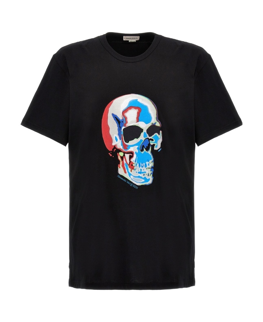 Alexander Mcqueen Printed Cotton-jersey T-shirt In Black