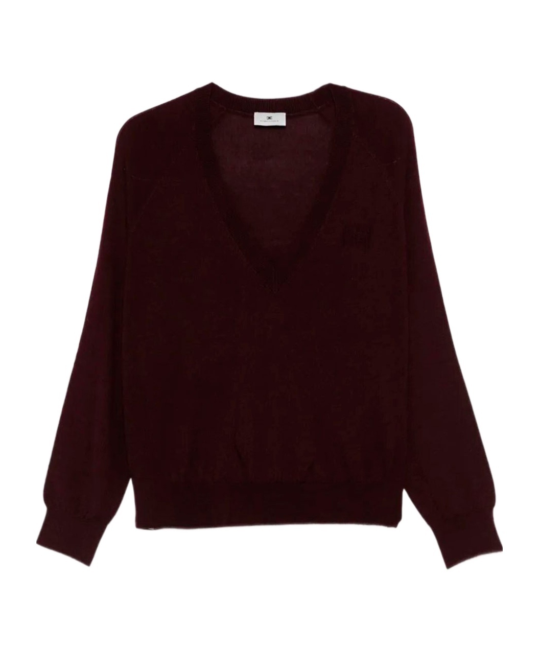 Elisabetta Franchi Wool Blend Tricot V-neck Sweater In Red