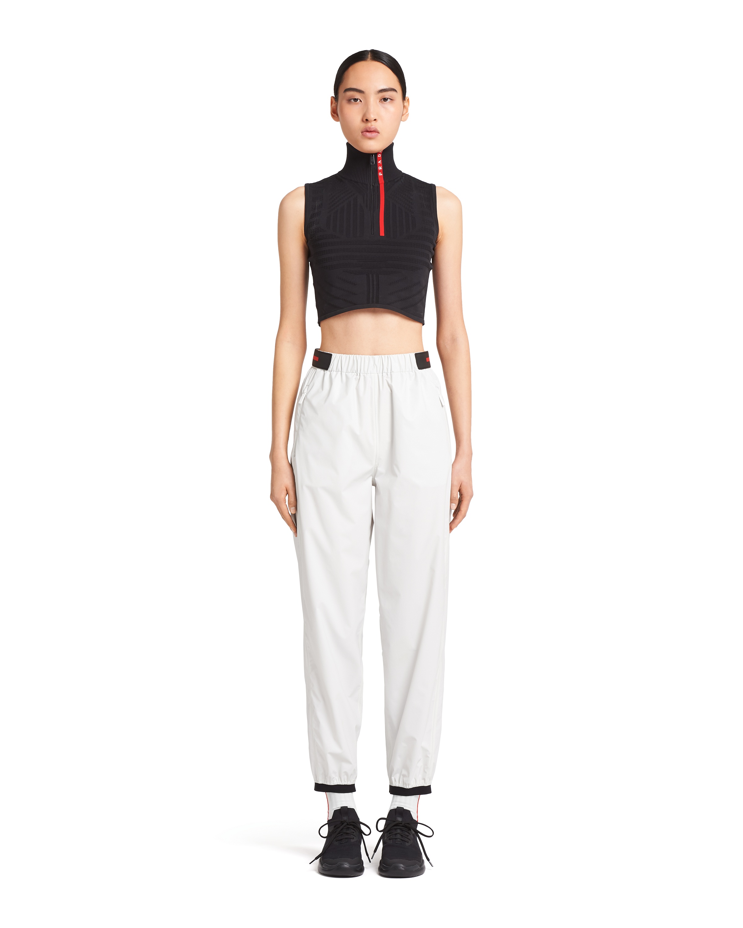 Prada Elastic-waistband Straight-leg Trousers In Blue