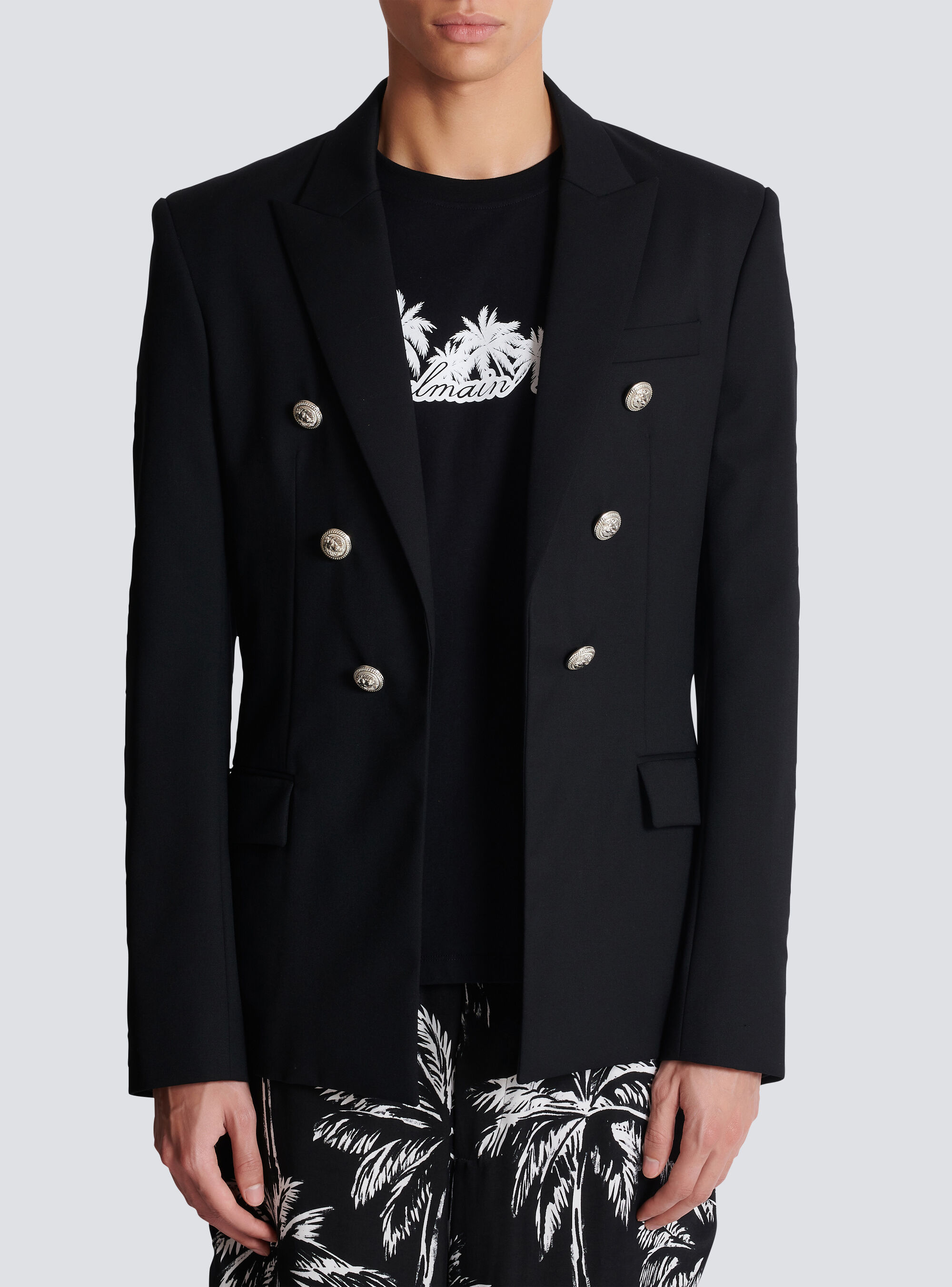 Balmain Wool Button-detail Blazer In Black