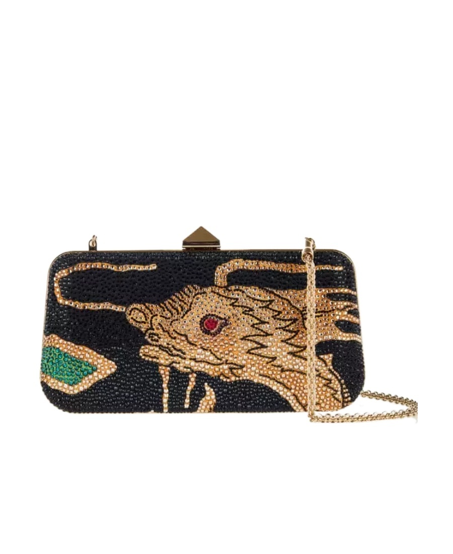 Valentino Drago Re-edition Rockstud Clutch Bag In Black