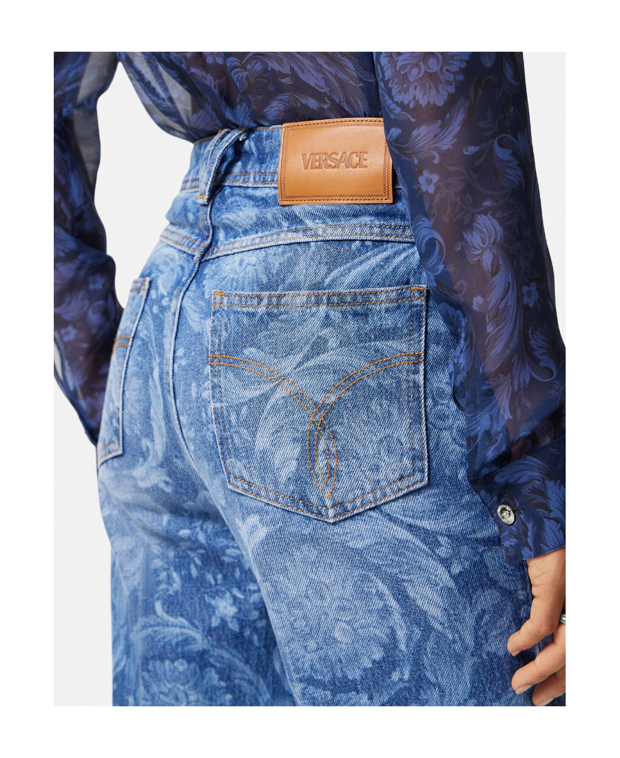 Versace Logo-patch Denim Jeans In Blue