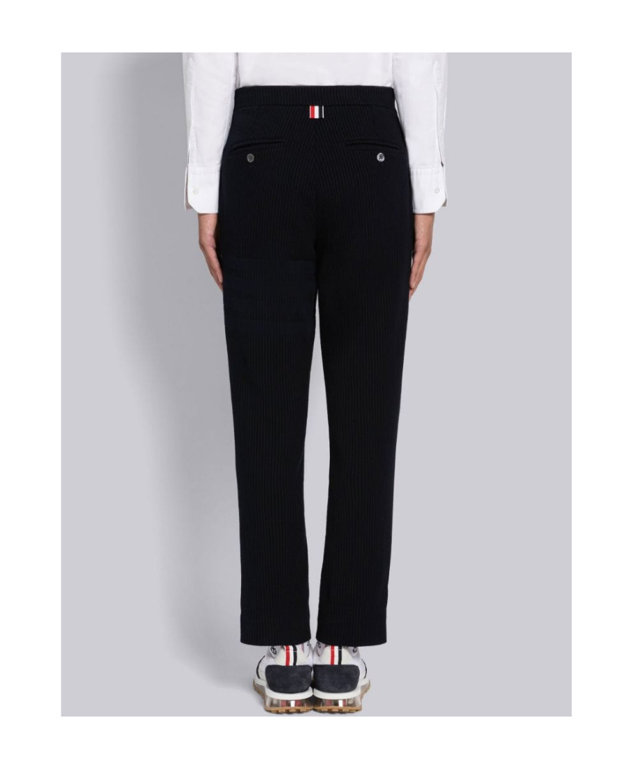 Thom Browne Cropped Pinstripe Trousers In Black