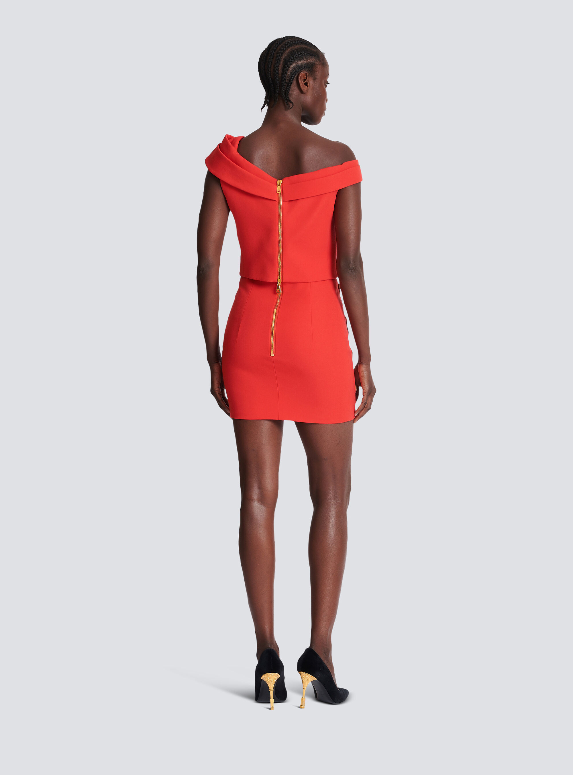 Shop Balmain Short Asymmetrical Skirt In Orange