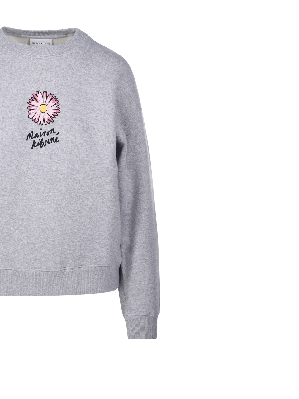 Shop Maison Kitsuné Floating Flower Cotton Sweatshirt In Gray
