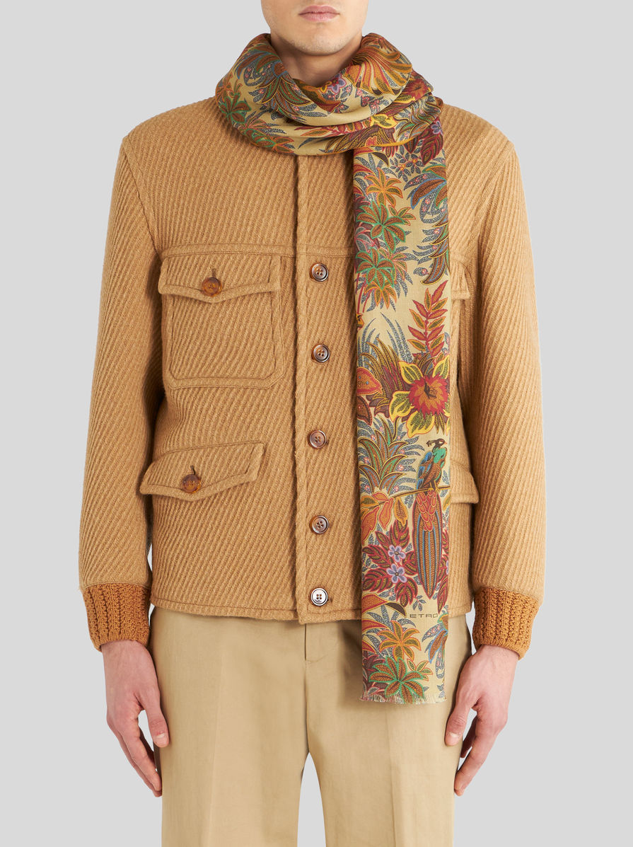 Etro Floral-print Frayed-edge Scarf In Brown