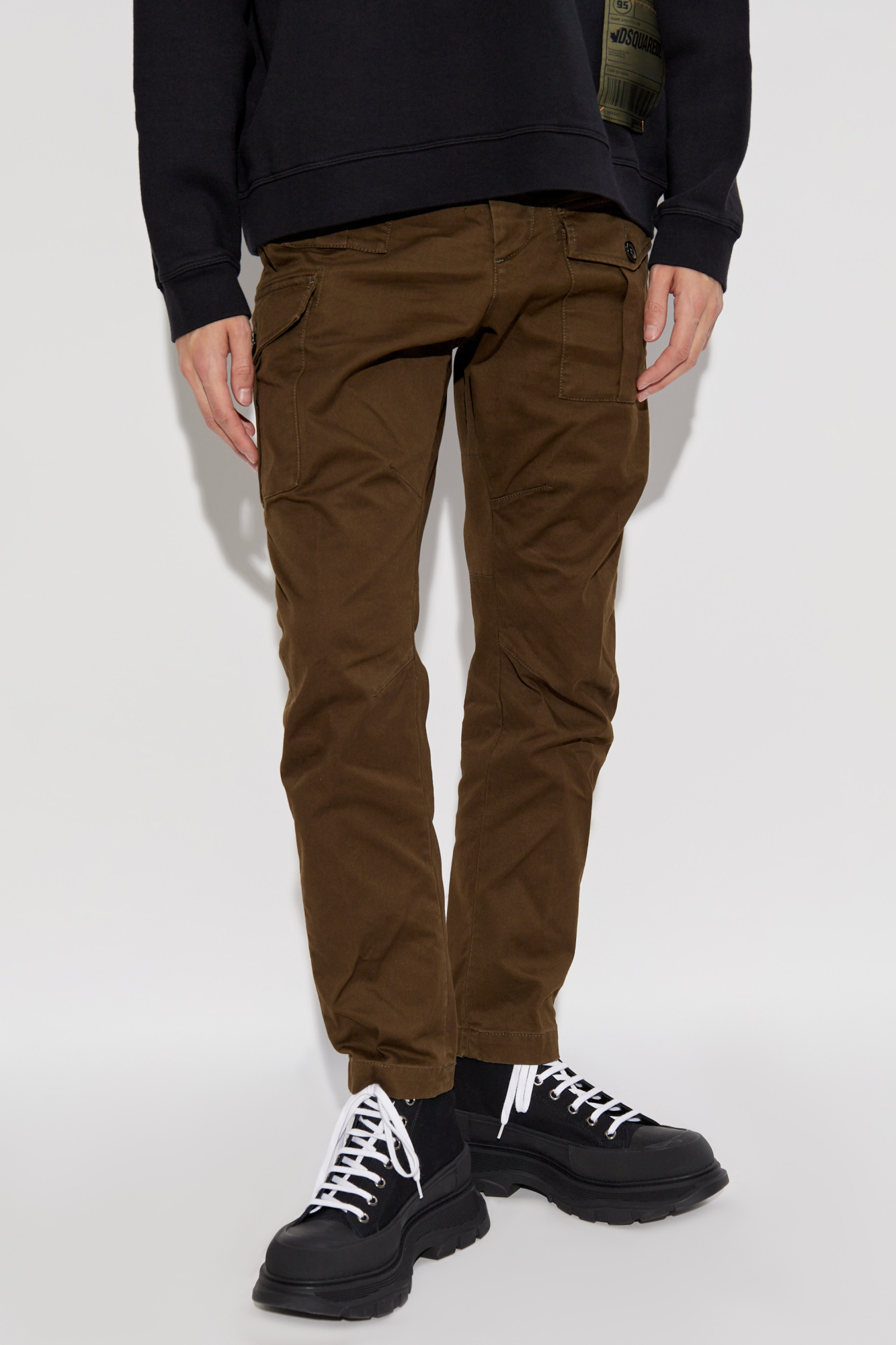 Dsquared2 Cargo Pants With Button And Pocket Accents In Green