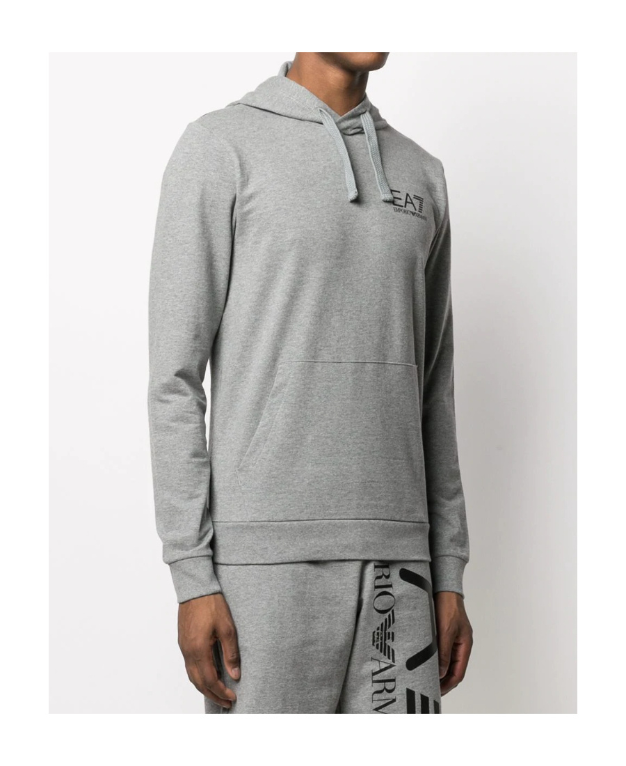 Ea7 Logo-print Drawstring Hoodie In Gray