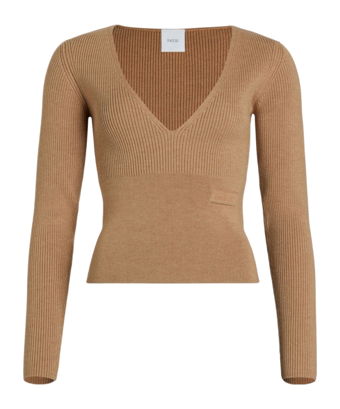 Patou V-neck Ribbed Sweater In Brown