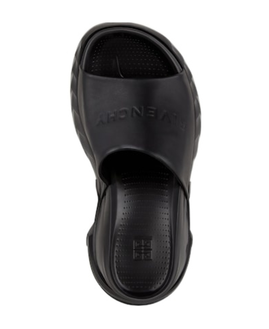 Givenchy Marshmallow Logo-debossed Leather Platform Slides In Black