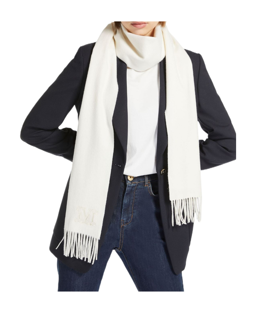 Max Mara Tassel Scarf In White