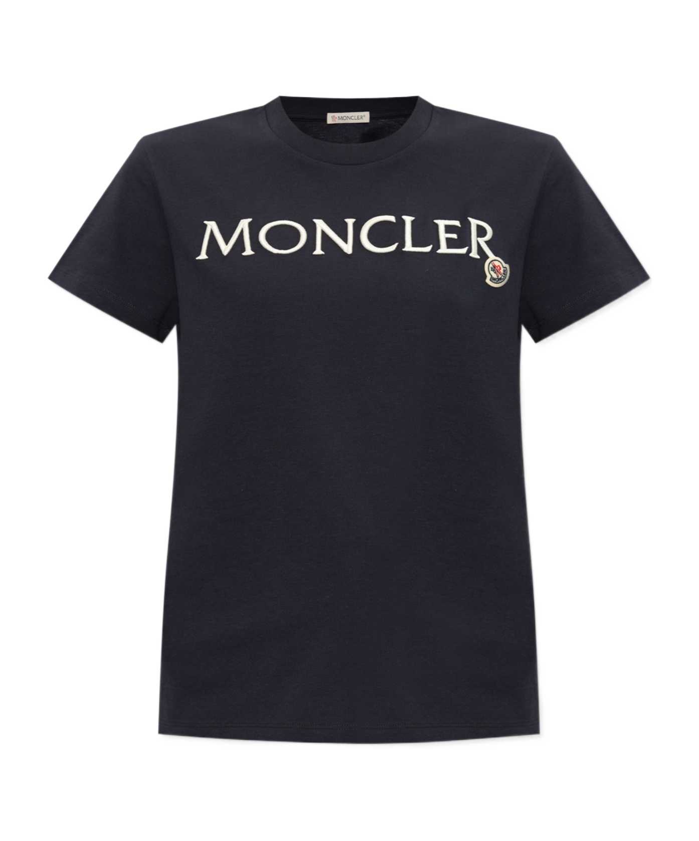 Moncler Logo Embroidered Crewneck T-shirt In Blue