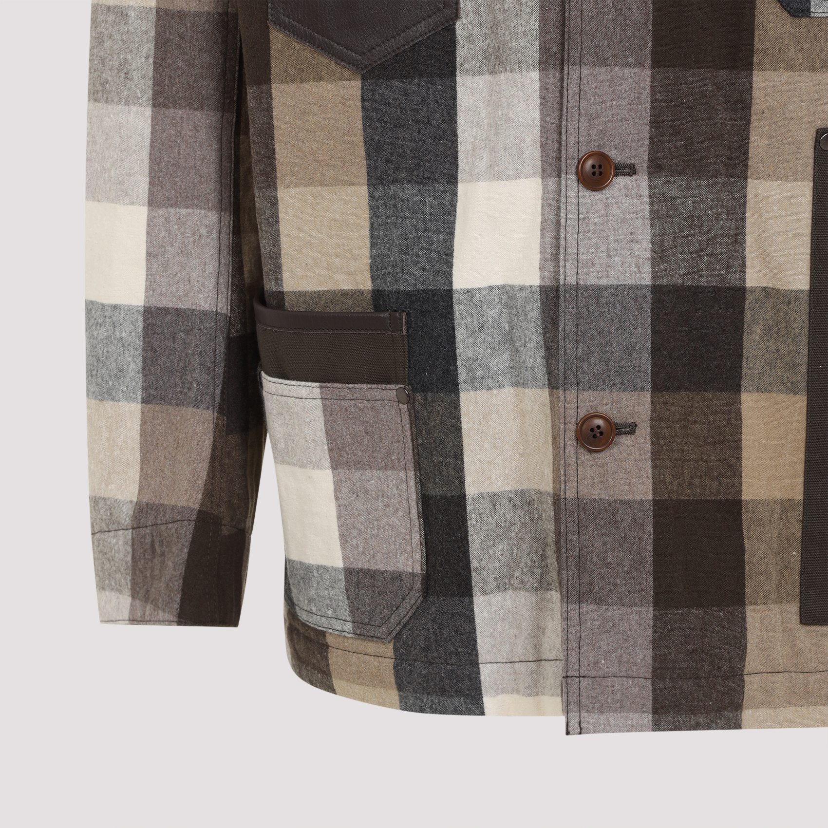 Junya Watanabe Long-sleeved Checked Shirt In Black