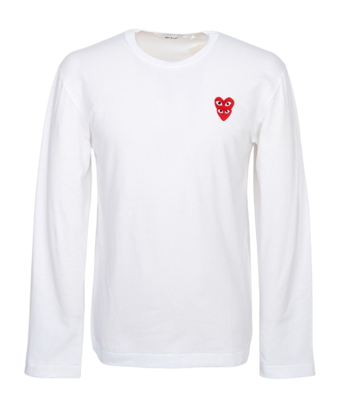 Comme Des Garçons Play Heart-patch Jersey T-shirt In White