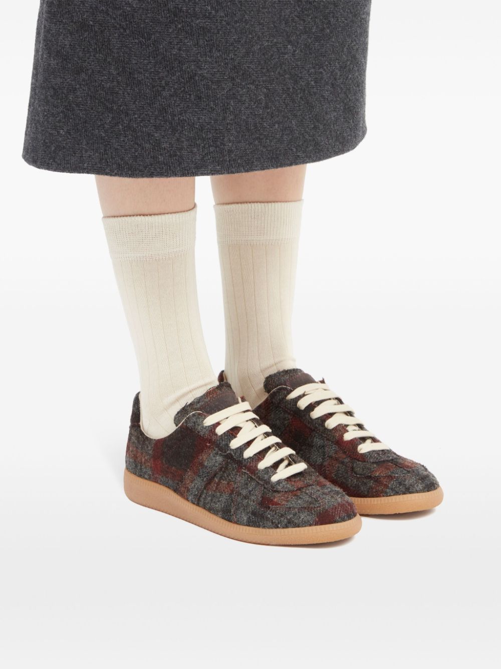 Maison Margiela Replica Check-pattern Sneakers In Black