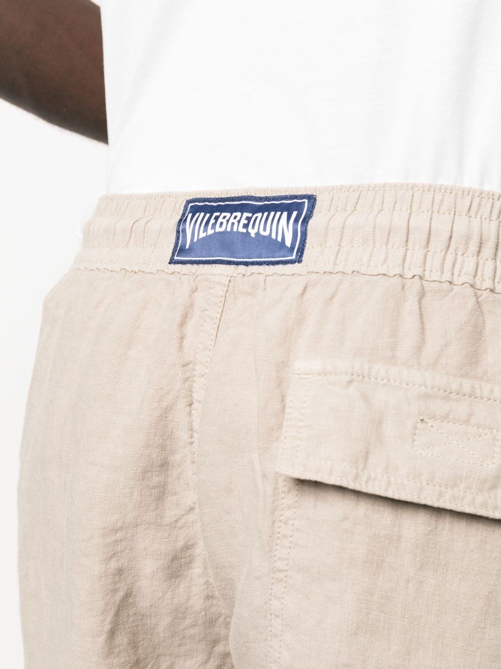 Vilebrequin Beige Drawstring Linen Cargo Shorts In Nude