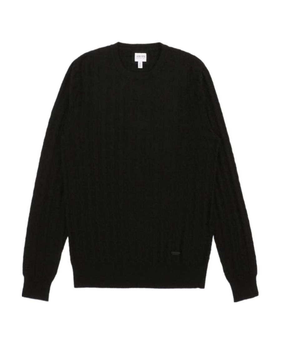 Armani Collezioni Knitted Pullover In Black