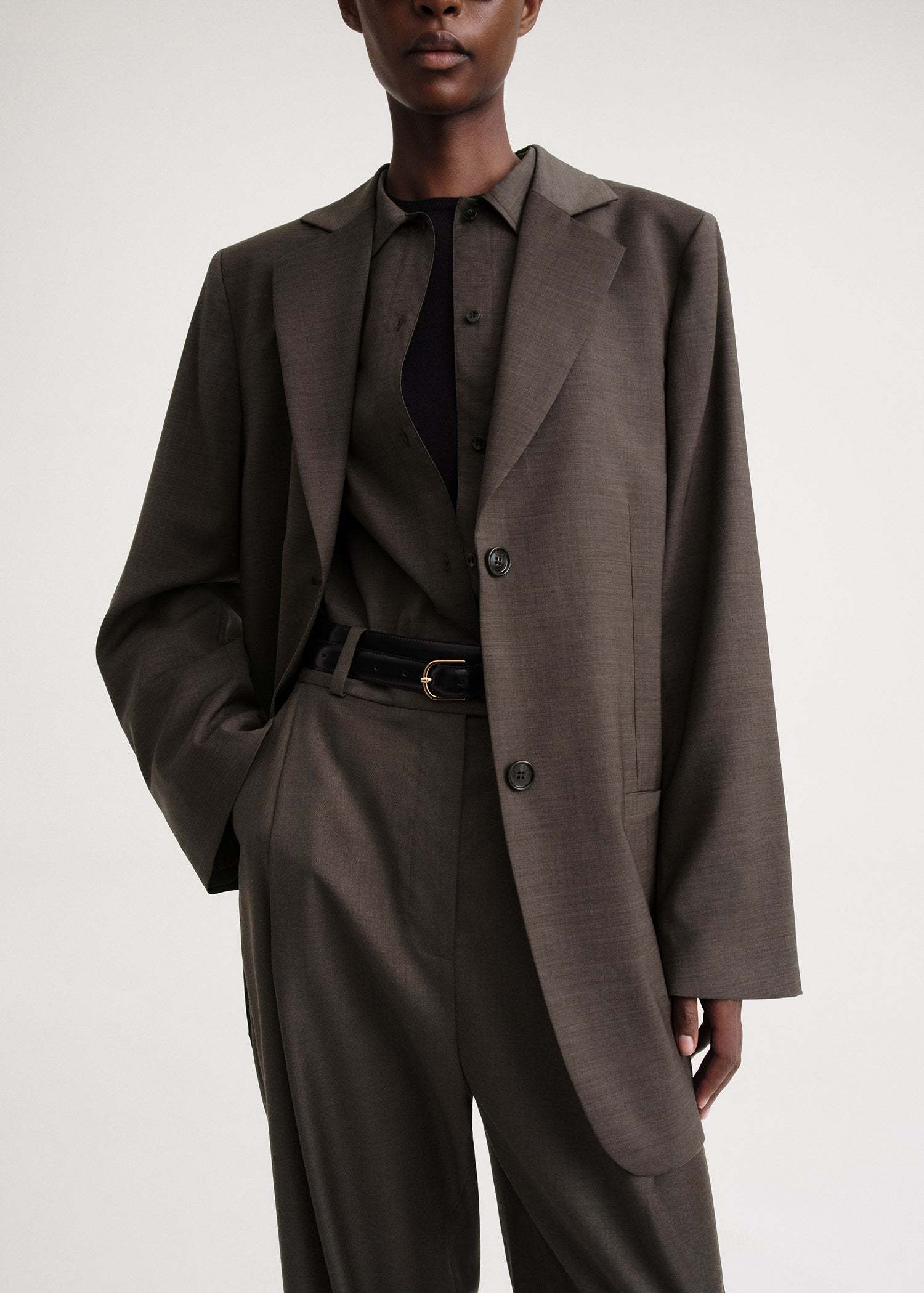 Totême Single-breasted Wool Blazer In Brown