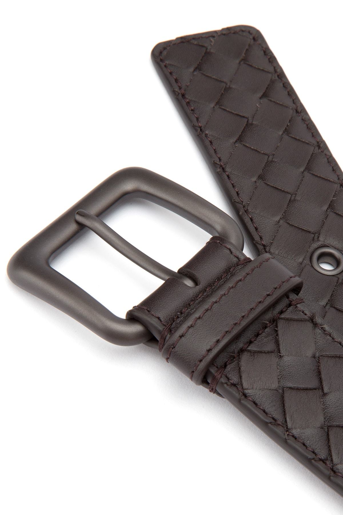 Bottega Veneta Intreciato Weave Belt In Black
