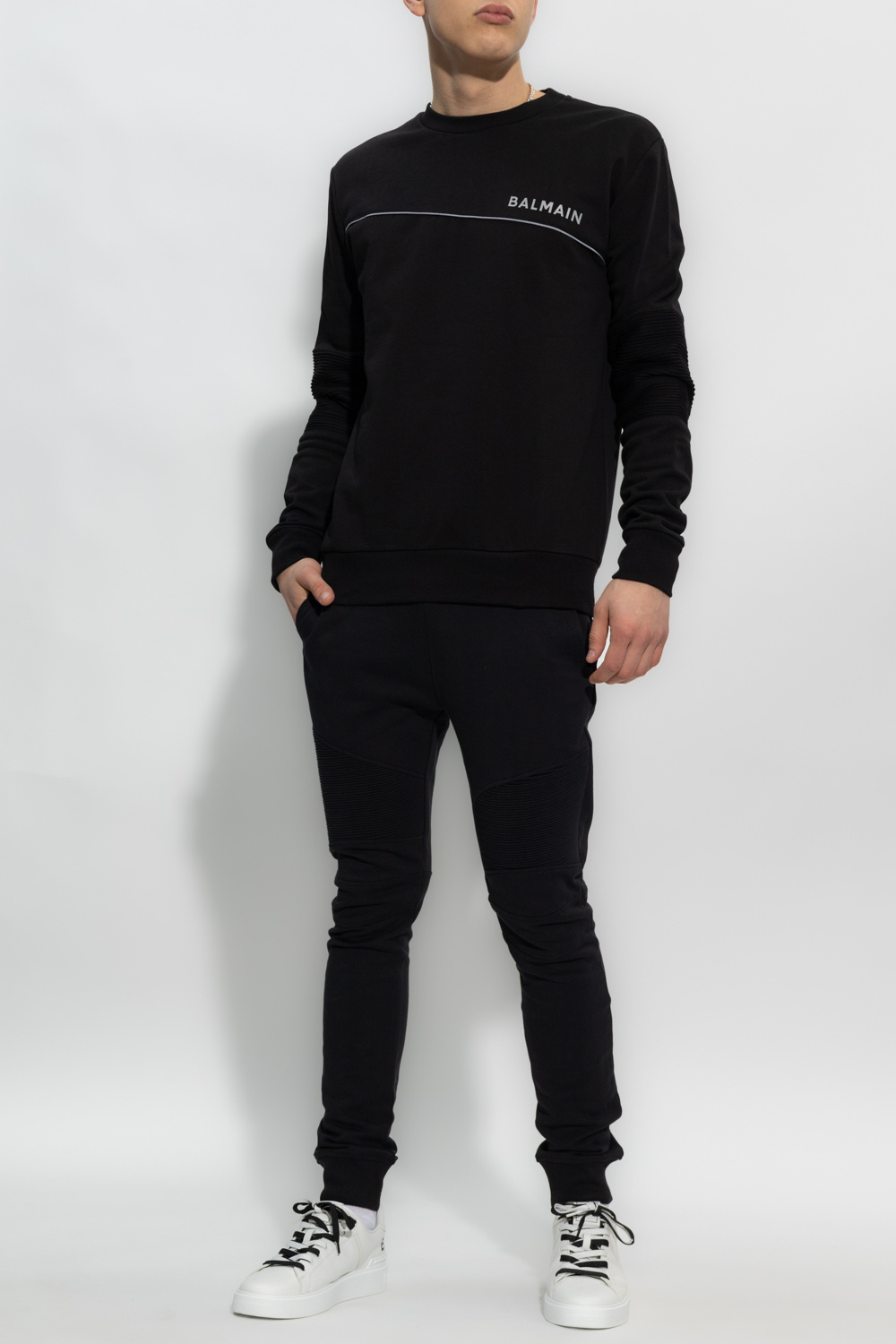 Shop Balmain Logo-print Sweatshirt In Black