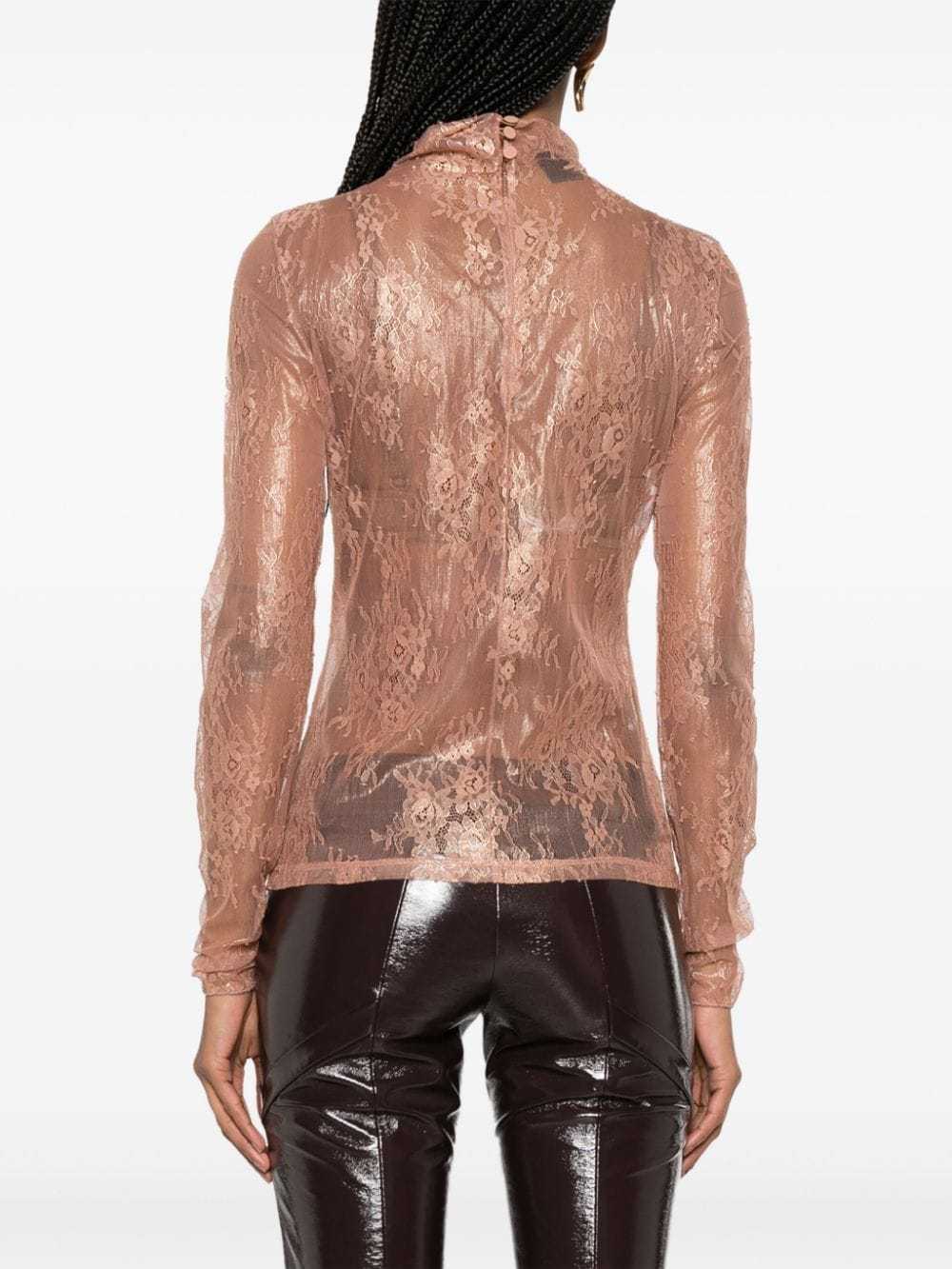 PINKO PINKO LACE-DETAILED ROLL-NECK SEMI-SHEER TOP