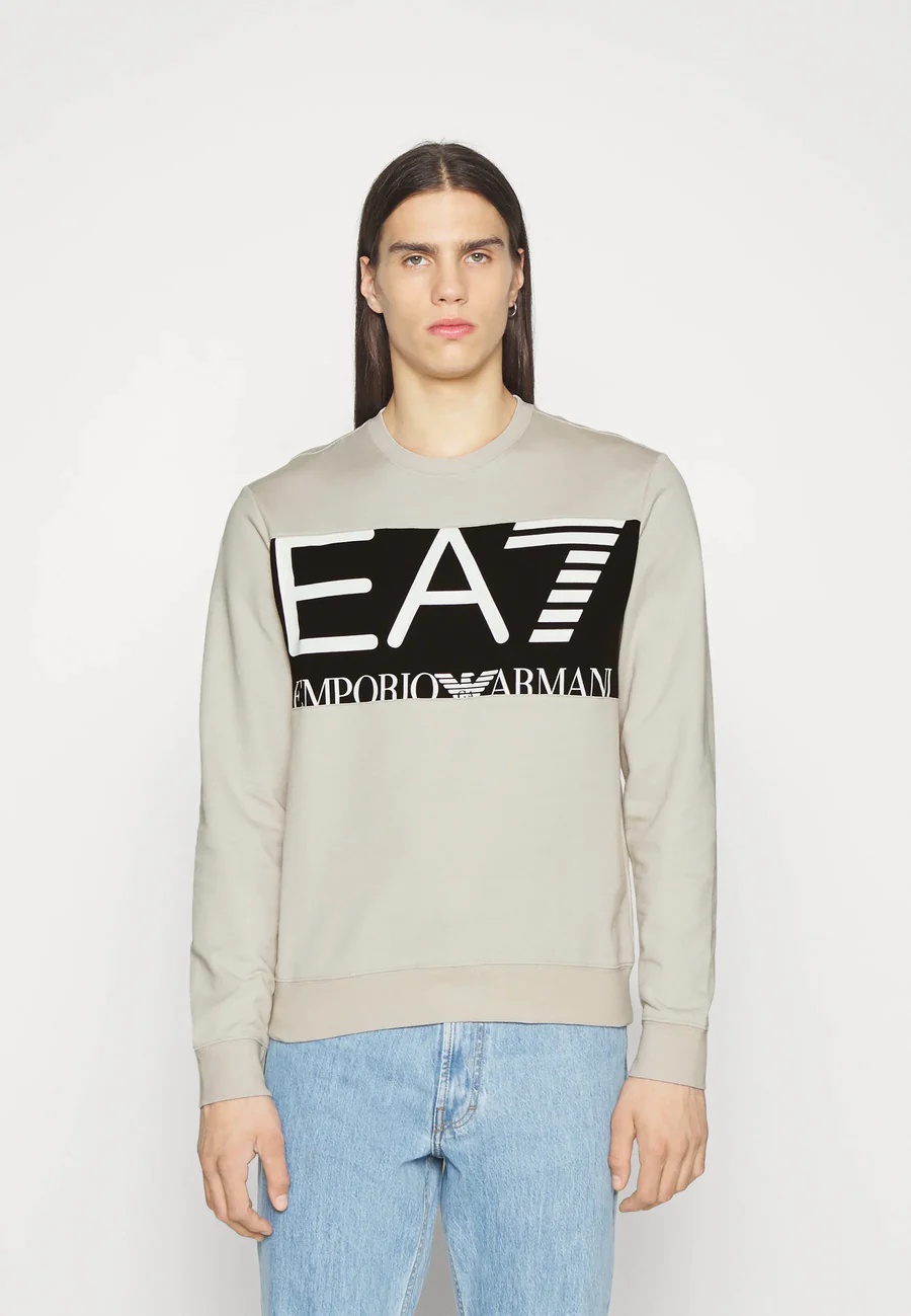Ea7 Logo Round-necked Sweater In White