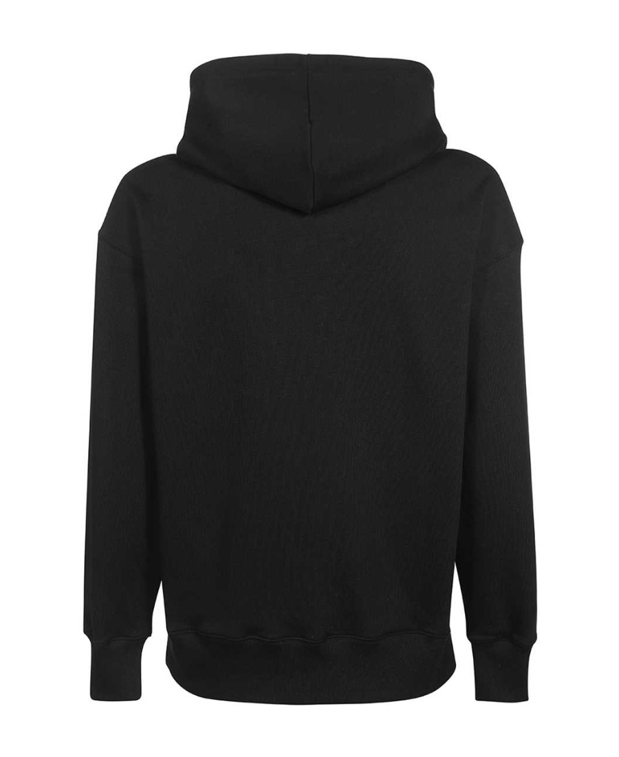 Msgm Long-sleeved Hooded Sweater In Black