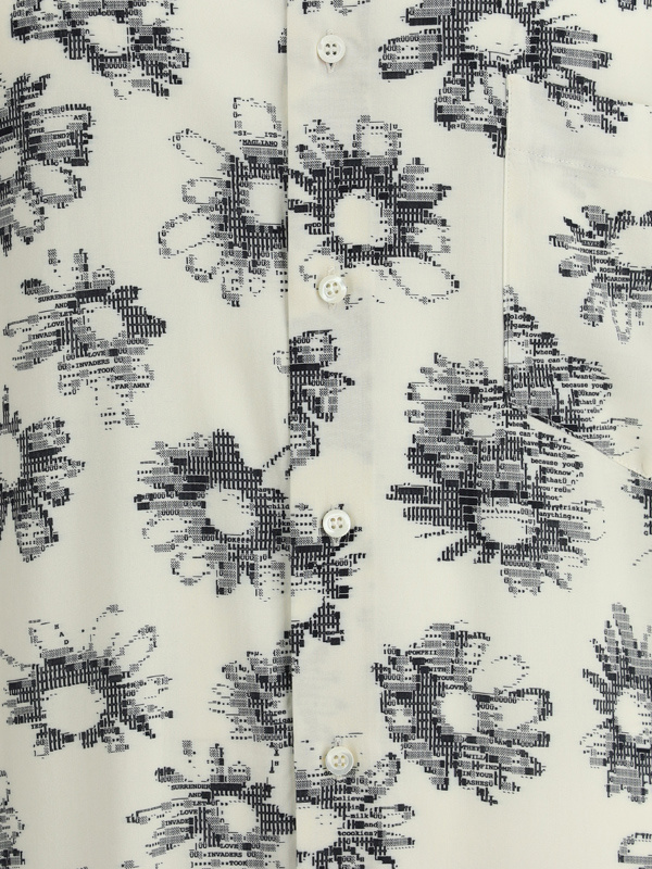 Magliano Matrix Print Viscose Bowling Shirt In Gray