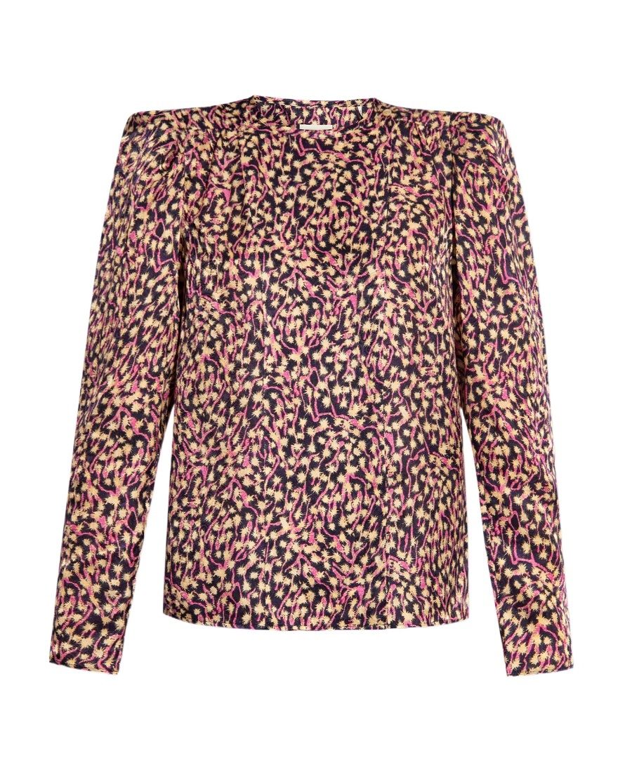 Isabel Marant Lensy Motif Printed Puff Sleeved Blouse In Multicolor