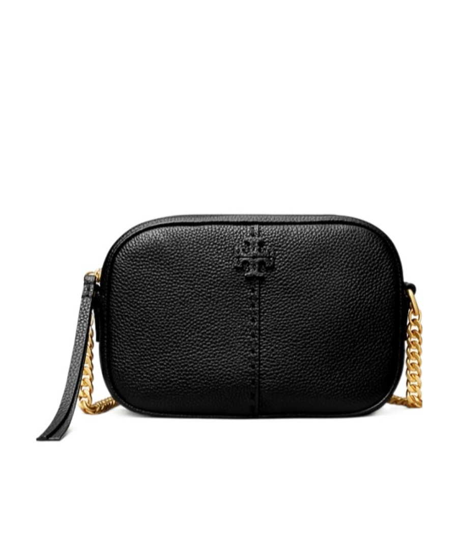 Tory Burch Mcgraw Leather Camera Bag In Black