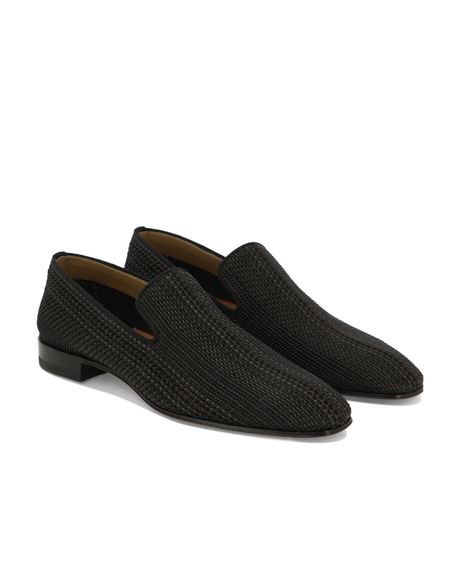 Christian Louboutin Interwoven Leather Loafers In Black