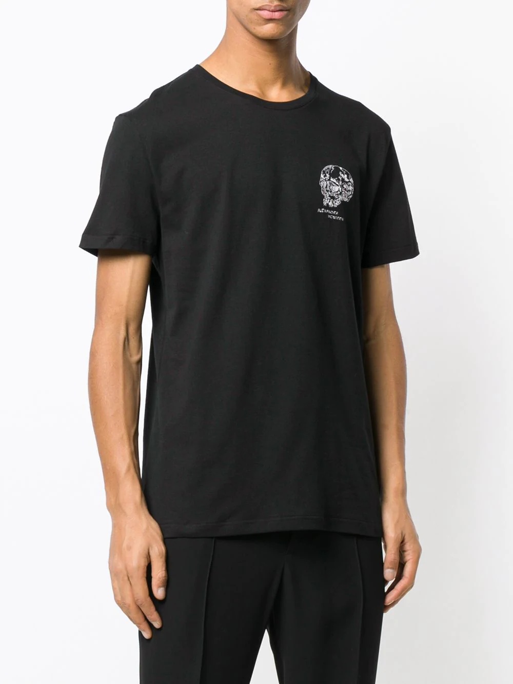Alexander Mcqueen Logo Round-necked T-shirt In Black