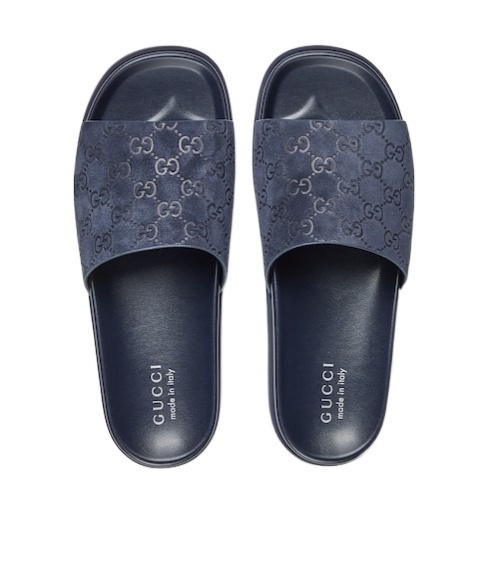 Gucci Men's Slide Sandal In Blue